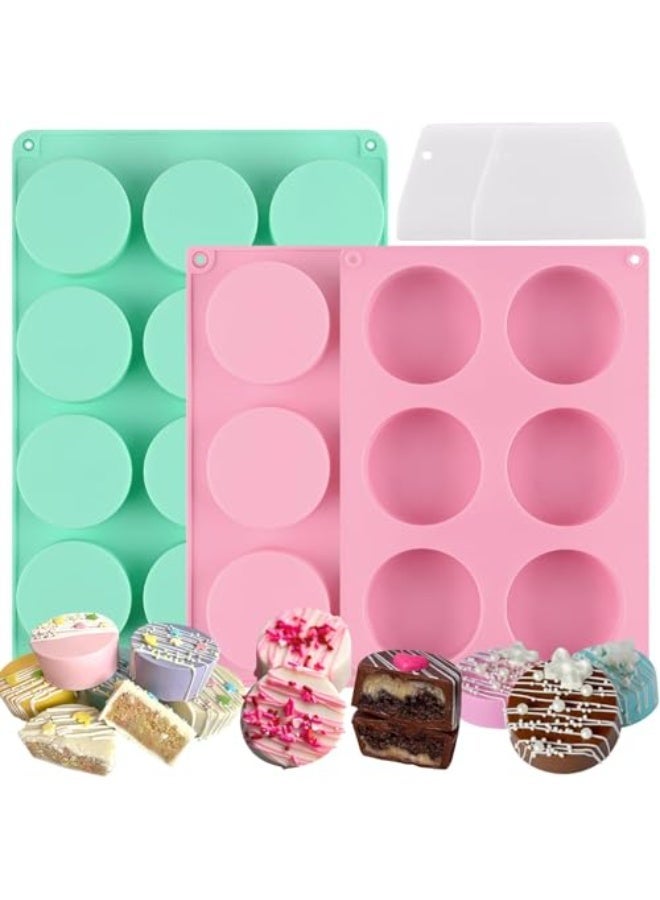 CLENEA Cake Puck Mold Set 2 Different Sizes, Cake Puck Mold with 2 Scraper, Oreo Molds for Chocolate Covered Oreos, DIY Cake Cores